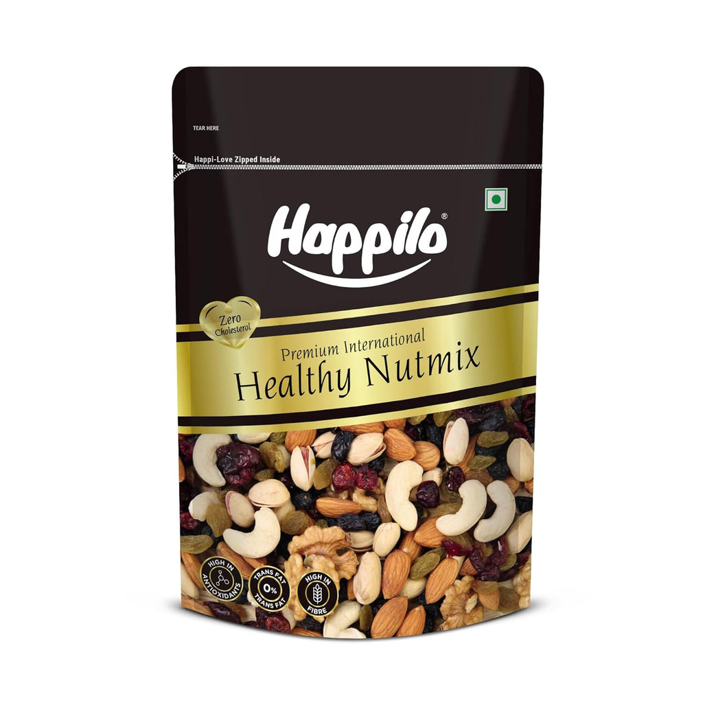 Happilo Premium International Healthy Nutmix, 200g | 7 Superfoods in 1 Mixes | Dry Fruits Contains Almonds, Cashews, Walnuts, Pistachios, Cranberries, Green & Black Raisins | Svesto Verified