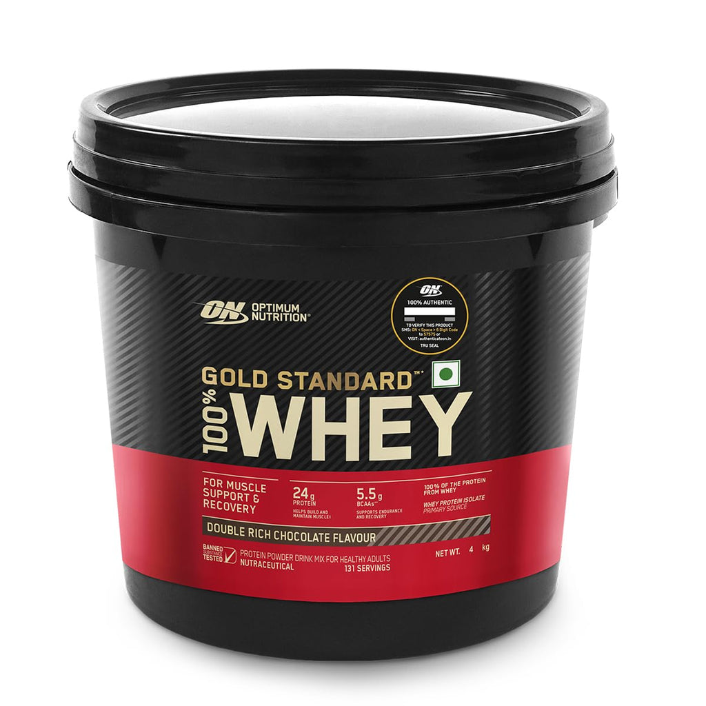 Optimum Nutrition (ON) Gold Standard 100% Whey Protein - 4kg (8.8 lb) | Double Rich Chocolate | Svesto Verified