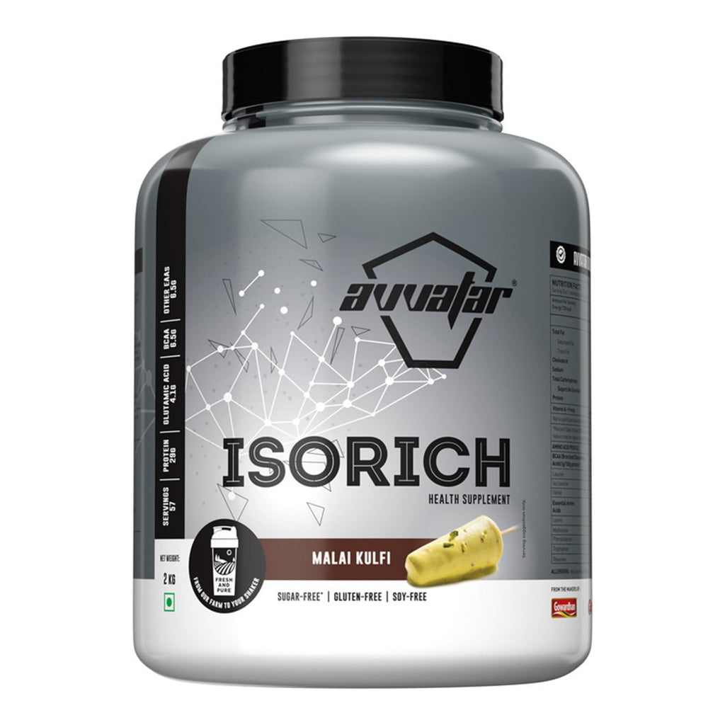 Avvatar ISORICH Whey Protein Isolate - 2kg (4.4 lb) | Malai Kulfi | Svesto Verified