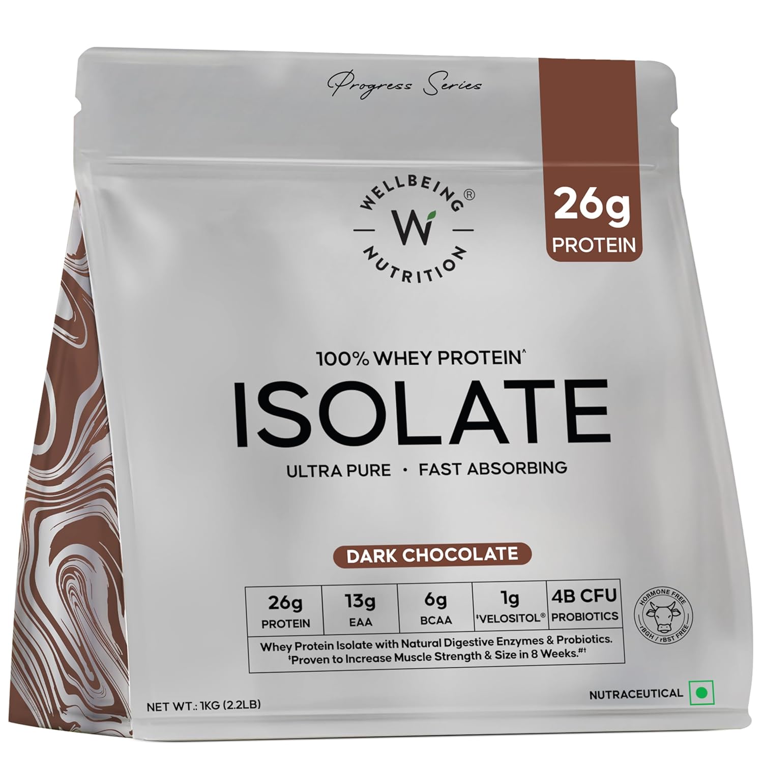 Wellbeing Nutrition Clean Whey Protein Isolate | Dark Chocolate (1kg) | Svesto Verified