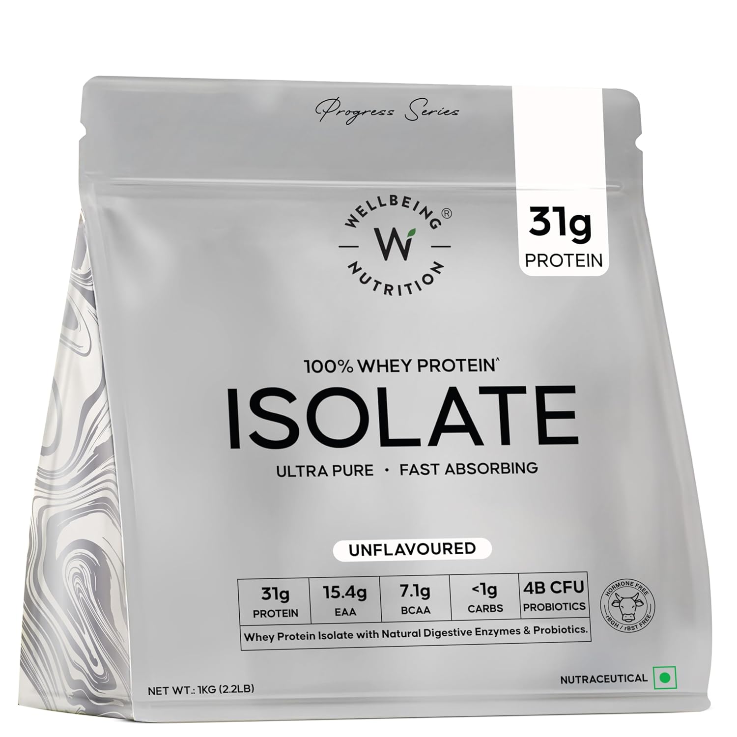 Wellbeing Nutrition Clean Whey Protein Isolate | Unflavoured (1kg) | Svesto Verified