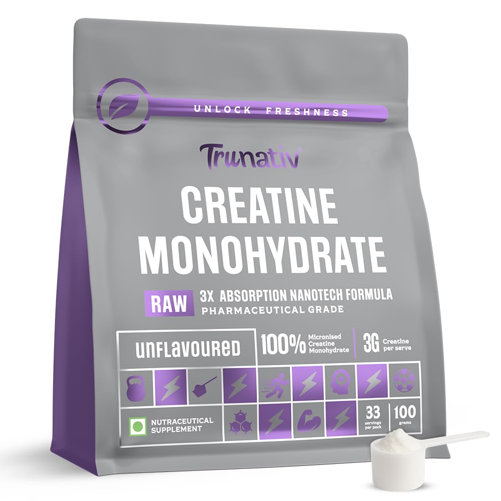 TruNativ Pure Micronised Creatine Monohydrate | 100g (33 Servings) | Unflavoured | Svesto Verified