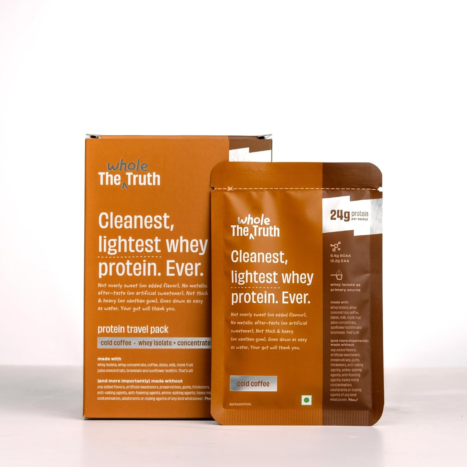 The Whole Truth Whey Protein Blend | Travel Pack (6 Sachets) | Cold Coffee | Svesto Verified