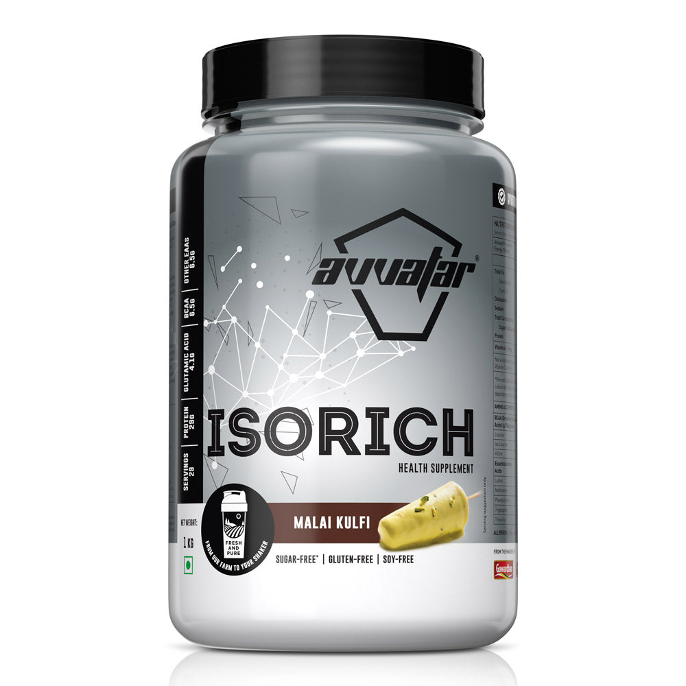 Avvatar Isorich Whey Protein Isolate | Malai Kulfi (1 Kg) | Svesto Verified