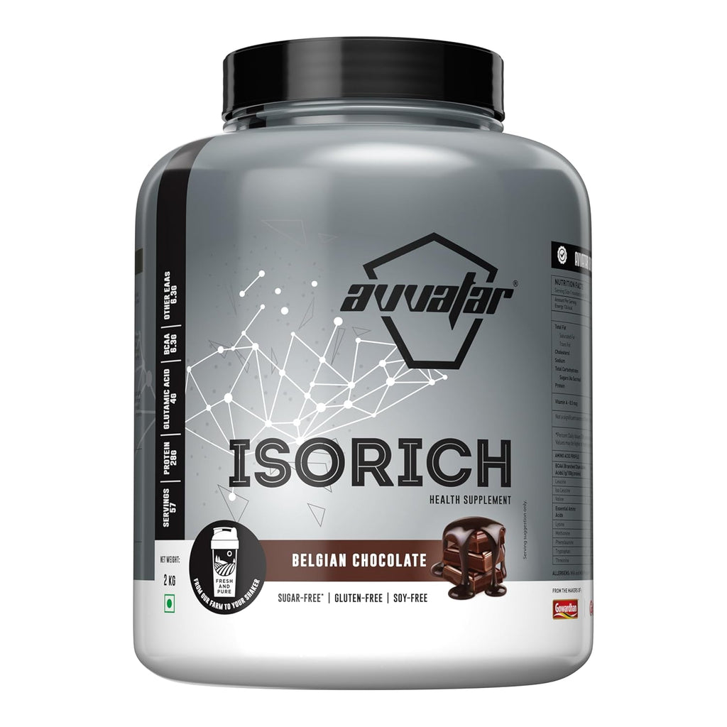 Avvatar ISORICH Whey Protein Isolate - 2kg (4.4 lb) | Belgian Chocolate | Svesto Verified