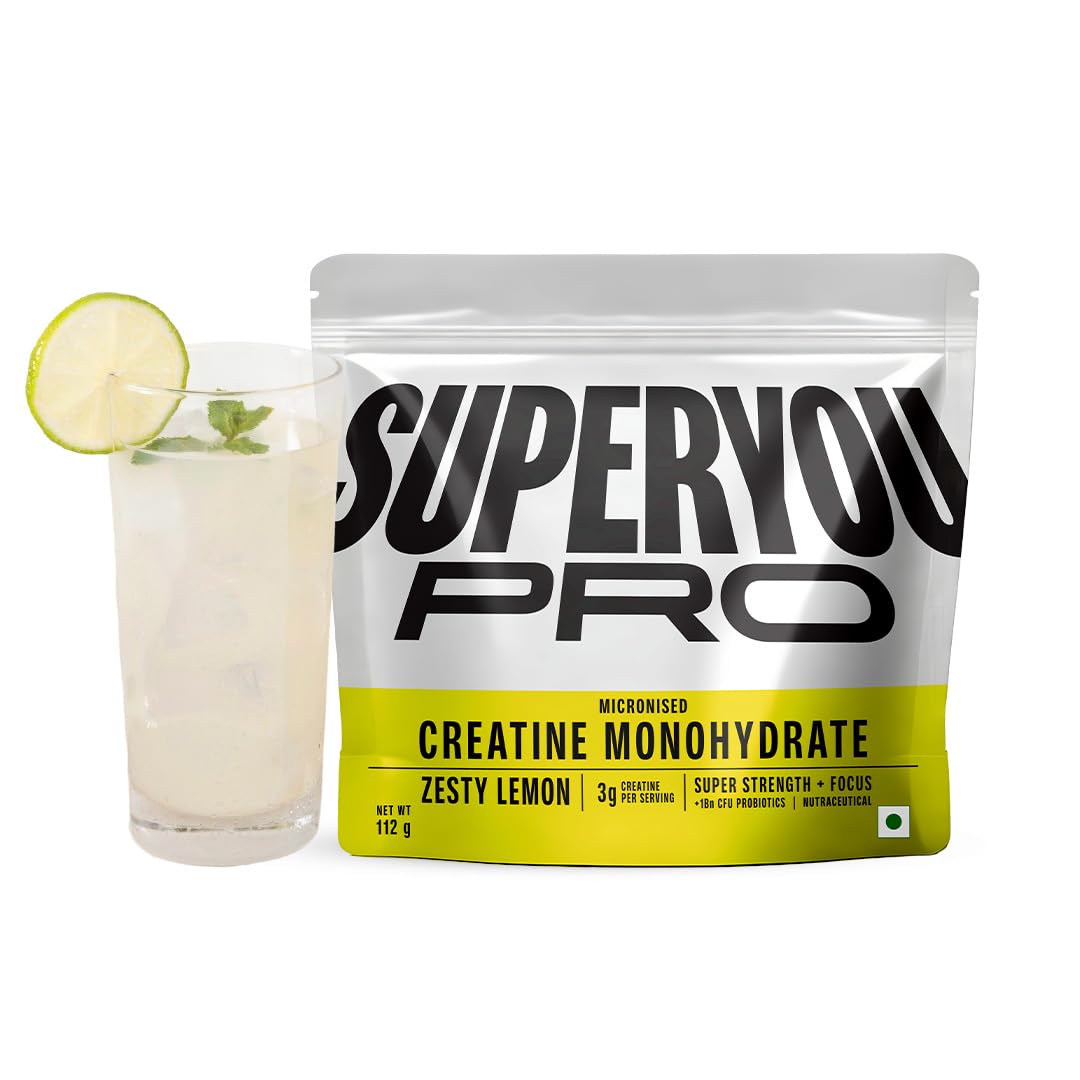 SuperYou Pro Micronised Creatine Monohydrate | 112g (33 Servings) | Zesty Lemon | Svesto Verified