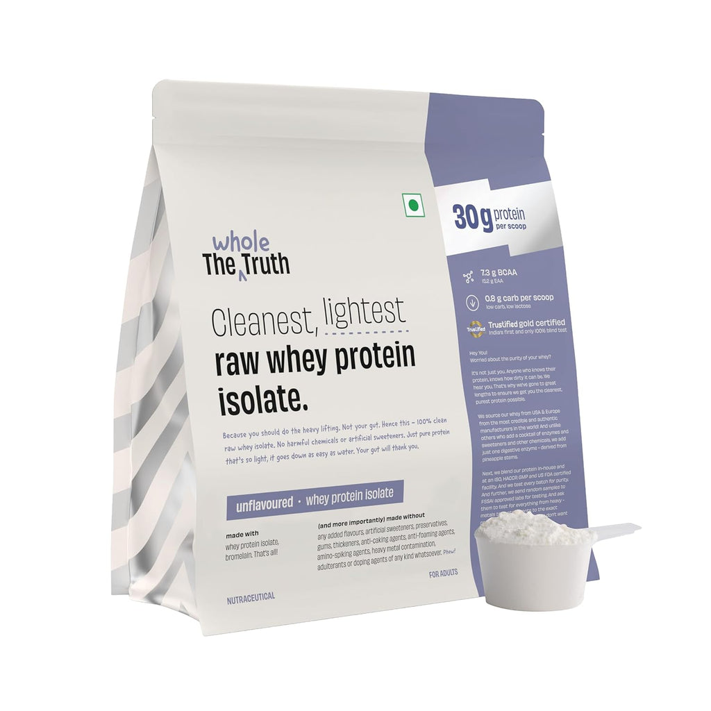 The Whole Truth Raw Whey Protein Isolate | Unflavoured (1 kg) | Svesto Verified