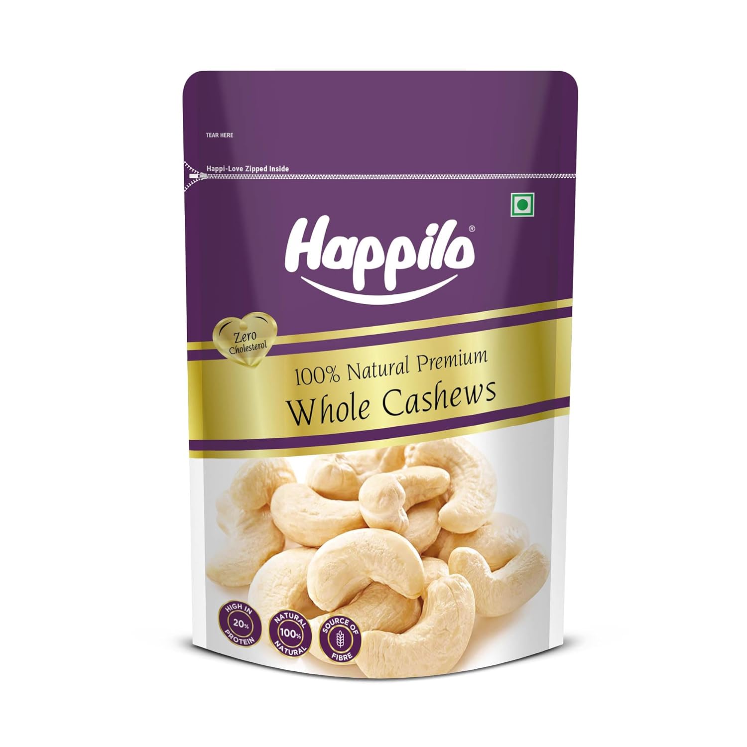 Happilo Premium Natural Whole Cashews 200g Value Pack | Dry Fruits, Kaju, Healthy Snacks | Unsalted Cashew Nuts | Crunchy, Nutritious & Delicious Nuts | Rich in Protein, Magnesium &amp; Phosphorus | Svesto Verified