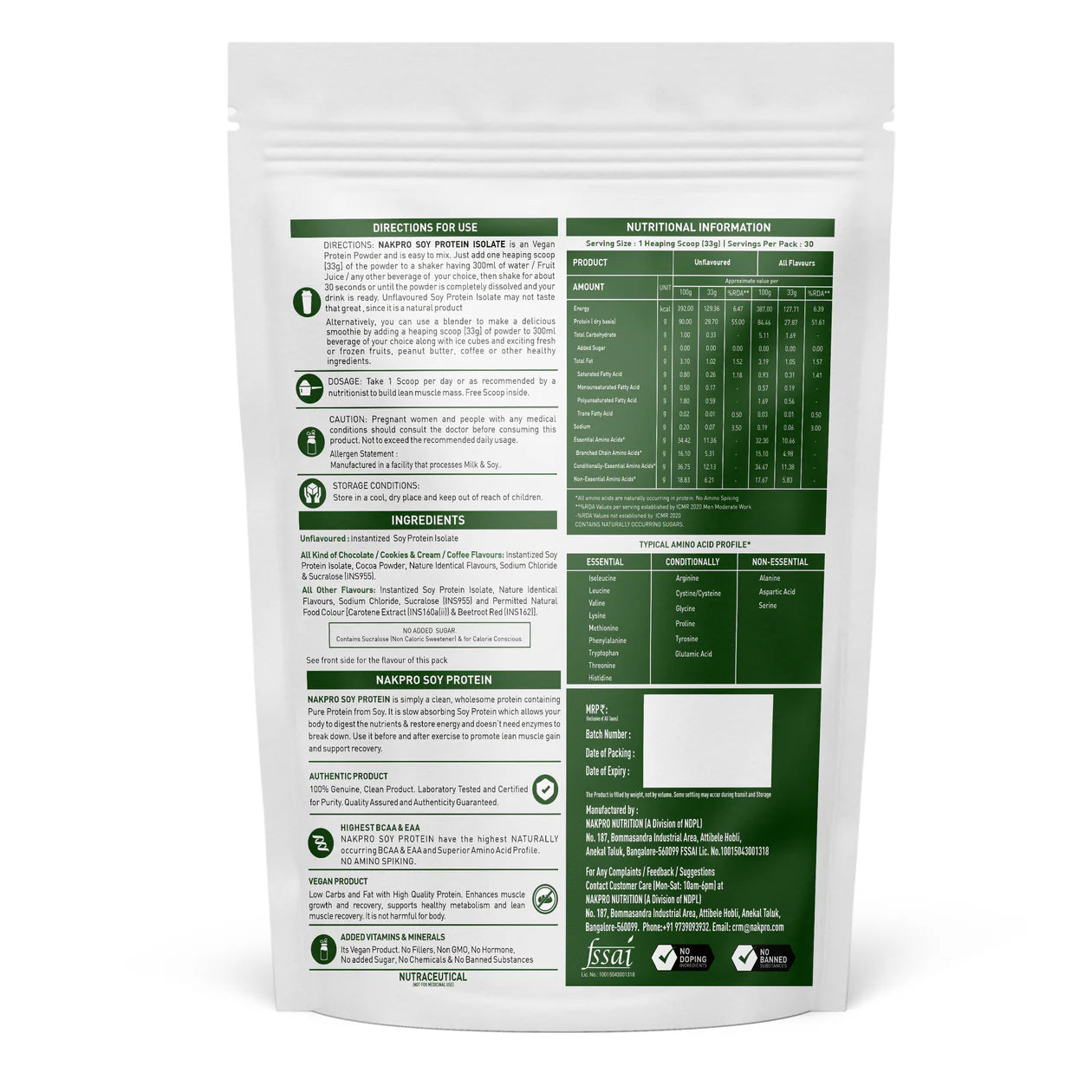 Nakpro Vegan Platinum Soy Protein Isolate | Chocolate (1 Kg) | Svesto Verified