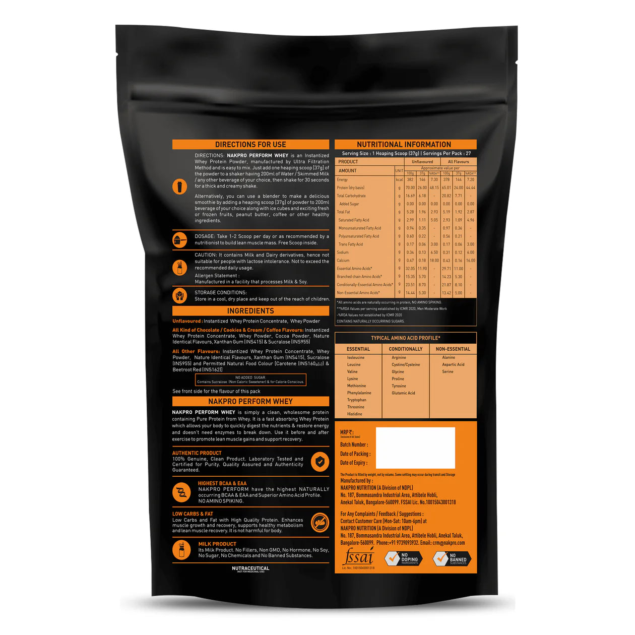 Nakpro Perform Whey Protein Concentrate | Chocolate (1 Kg) | Svesto Verified