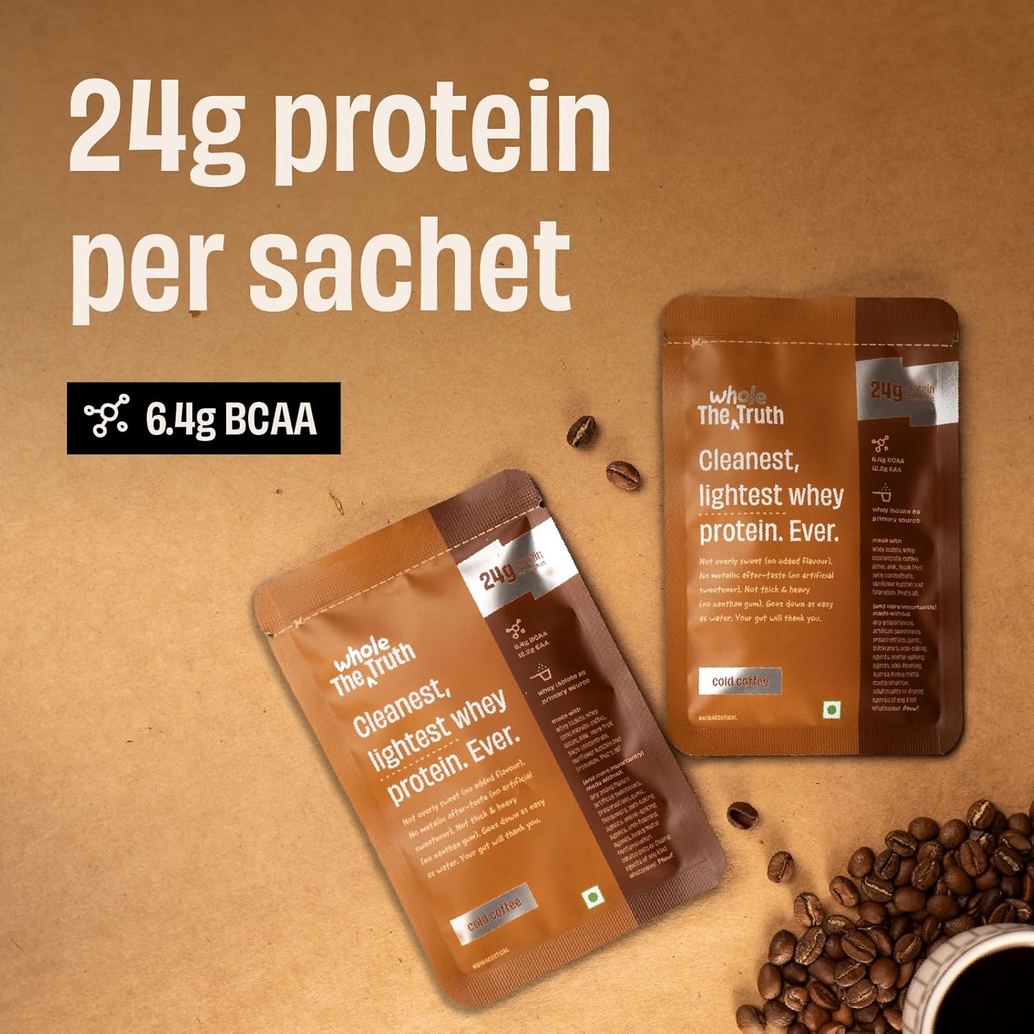 The Whole Truth Whey Protein Blend | Travel Pack (6 Sachets) | Cold Coffee | Svesto Verified