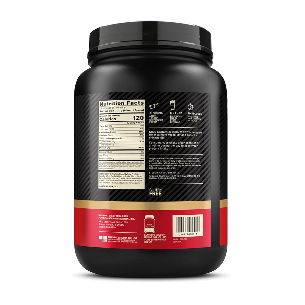 Optimum Nutrition (ON) Gold Standard 100% Whey | Double Rich Chocolate (2 lbs) | Svesto Verified