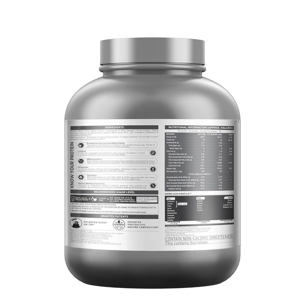 MuscleBlaze Biozyme Performance Whey | Rich Chocolate (2kg) | Svesto Verified