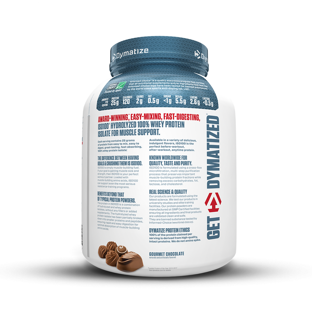Dymatize ISO100 Hydrolyzed Whey Protein Isolate | Gourmet Chocolate (5 lbs) | Svesto Verified
