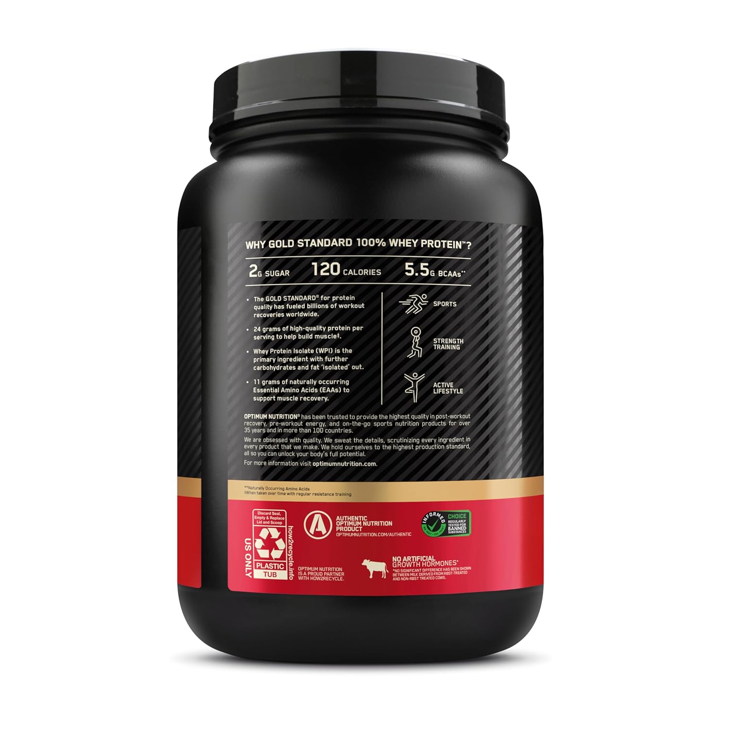 Optimum Nutrition (ON) Gold Standard 100% Whey | Double Rich Chocolate (2 lbs) | Svesto Verified