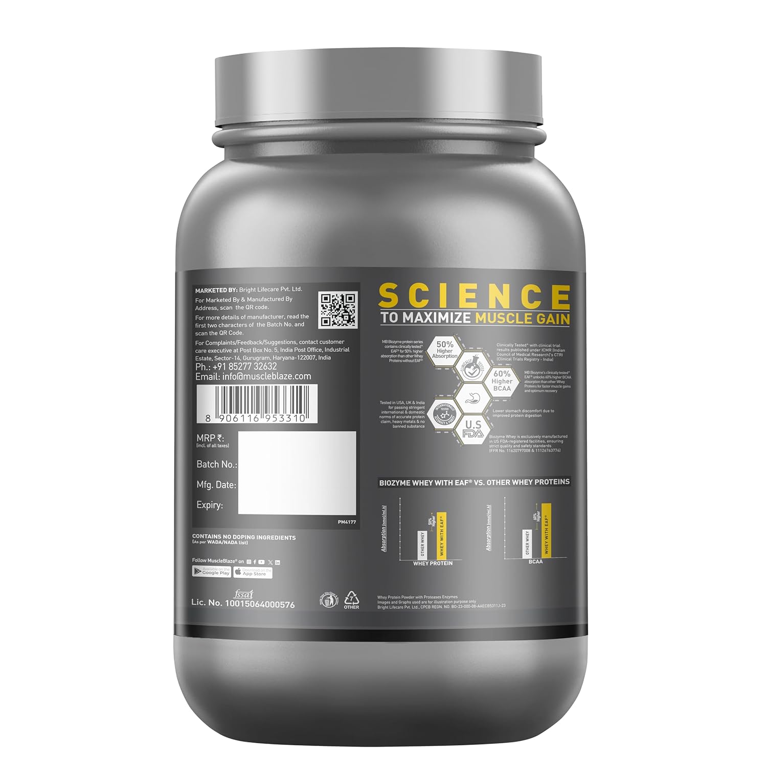 MuscleBlaze Biozyme Performance Whey | Rich Chocolate (1 kg) | Svesto Verified