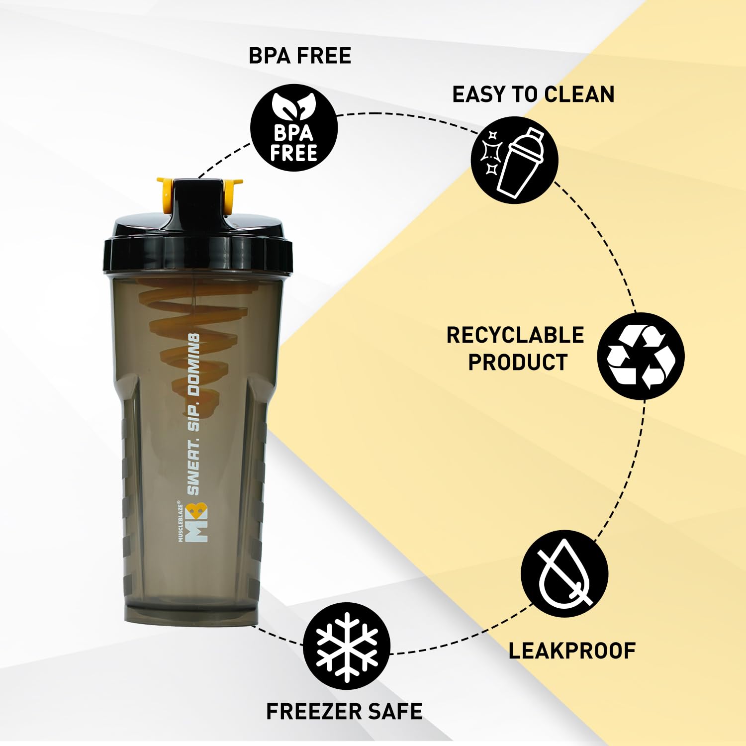 MuscleBlaze Cyclone Blender Shaker | Black (700ml) | Svesto Verified