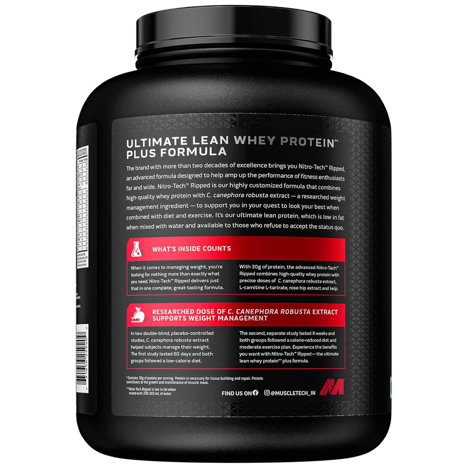 MuscleTech Nitro-Tech Ripped Whey Protein | Chocolate Fudge Brownie (4lbs / 1.81kg) | Svesto Verified