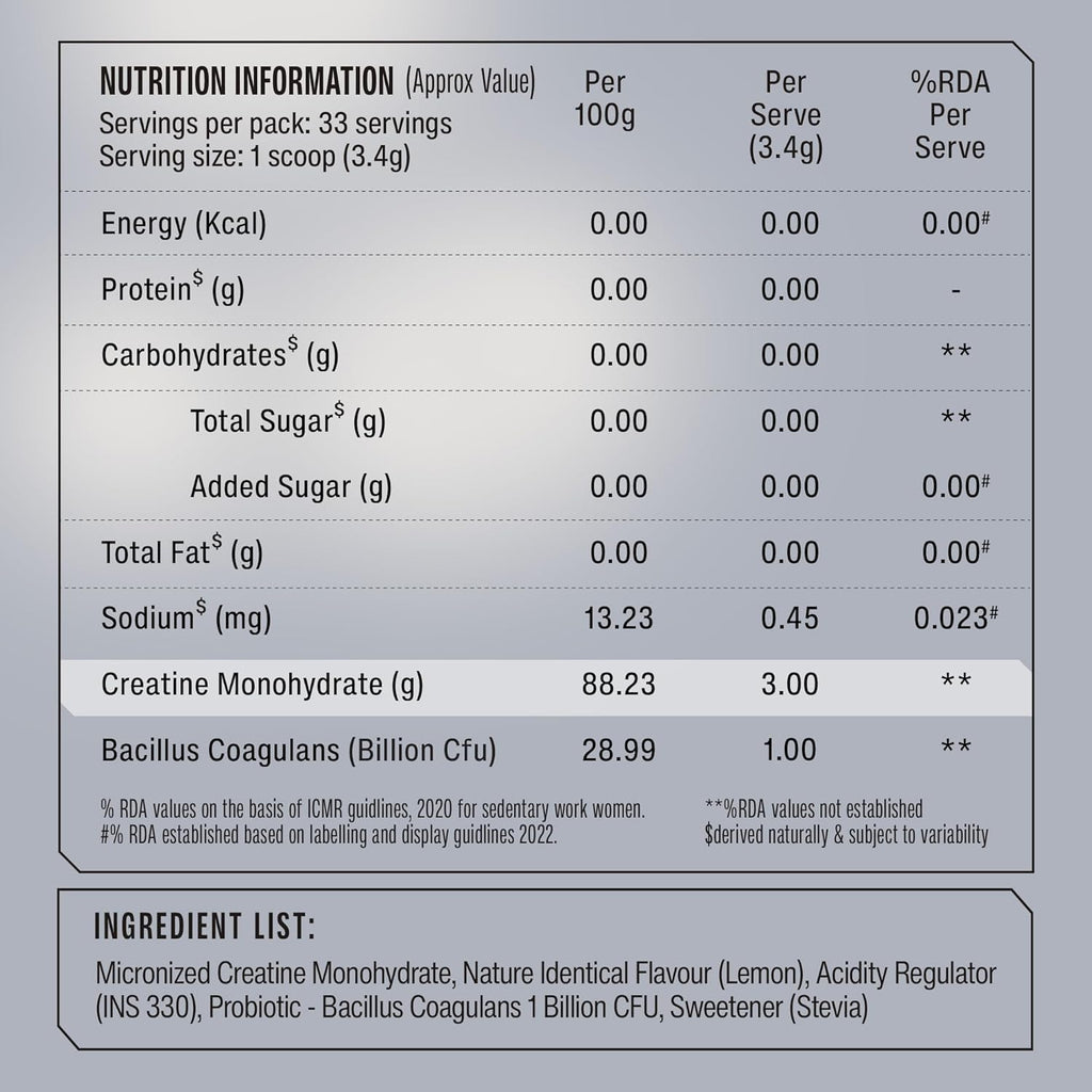 SuperYou Pro Micronised Creatine Monohydrate | 112g (33 Servings) | Zesty Lemon | Svesto Verified
