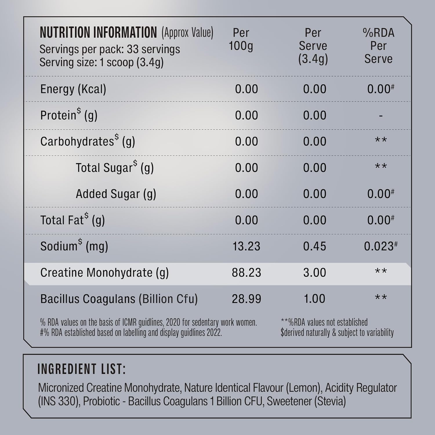 SuperYou Pro Micronised Creatine Monohydrate | 112g (33 Servings) | Zesty Lemon | Svesto Verified