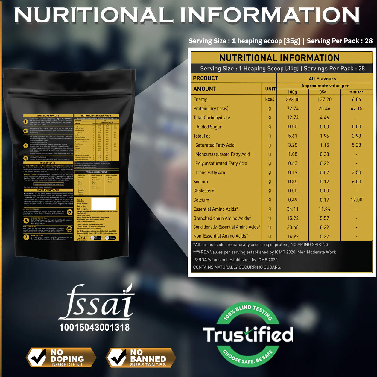 Nakpro Whey Gold Protein | Chocolate (1kg) | Svesto Verified