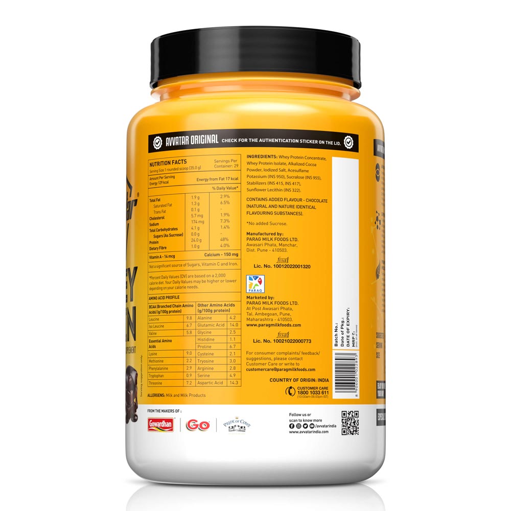 Avvatar Whey Protein | Belgian Chocolate (1 Kg) | Svesto Verified