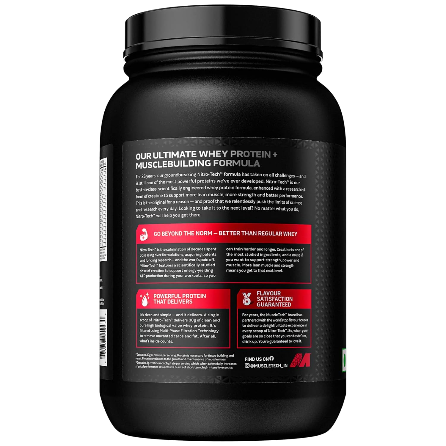 MuscleTech Nitro-Tech Whey Protein | Milk Chocolate (2lbs / 907g) | Svesto Verified