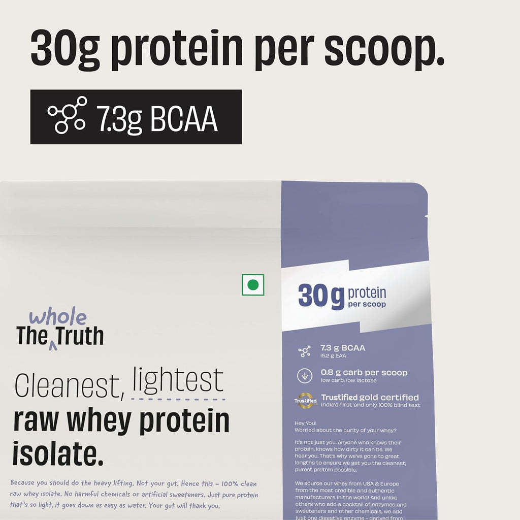 The Whole Truth Raw Whey Protein Isolate | Unflavoured (1 kg) | Svesto Verified