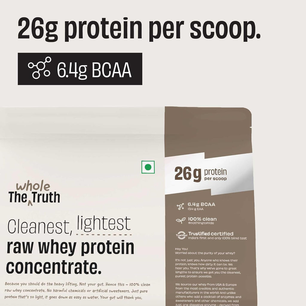 The Whole Truth Raw Whey Protein Concentrate | Unflavoured (1 kg) | Svesto Verified