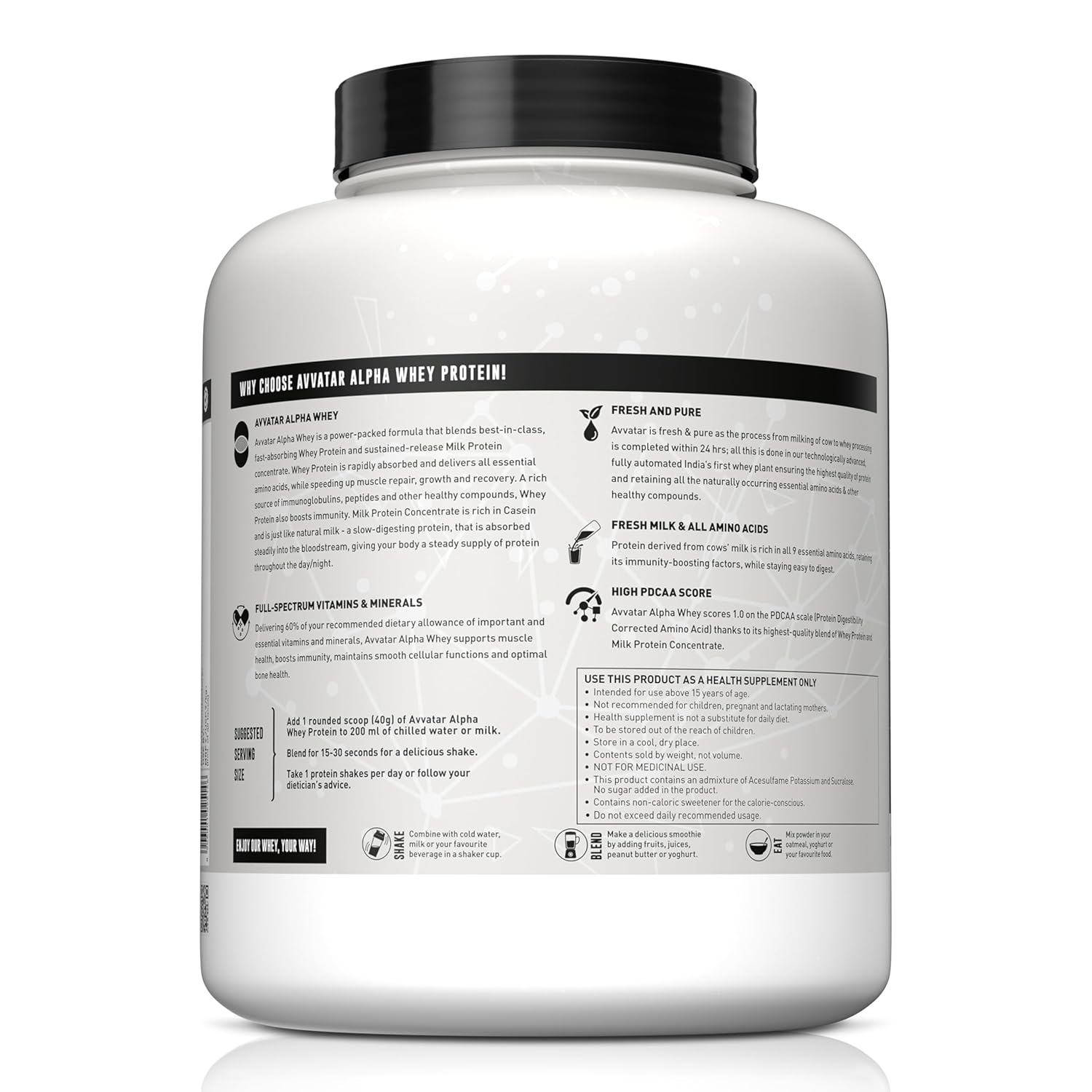 Avvatar ALPHA Whey Protein - 2kg (4.4 lb) | Belgian Chocolate | Svesto Verified