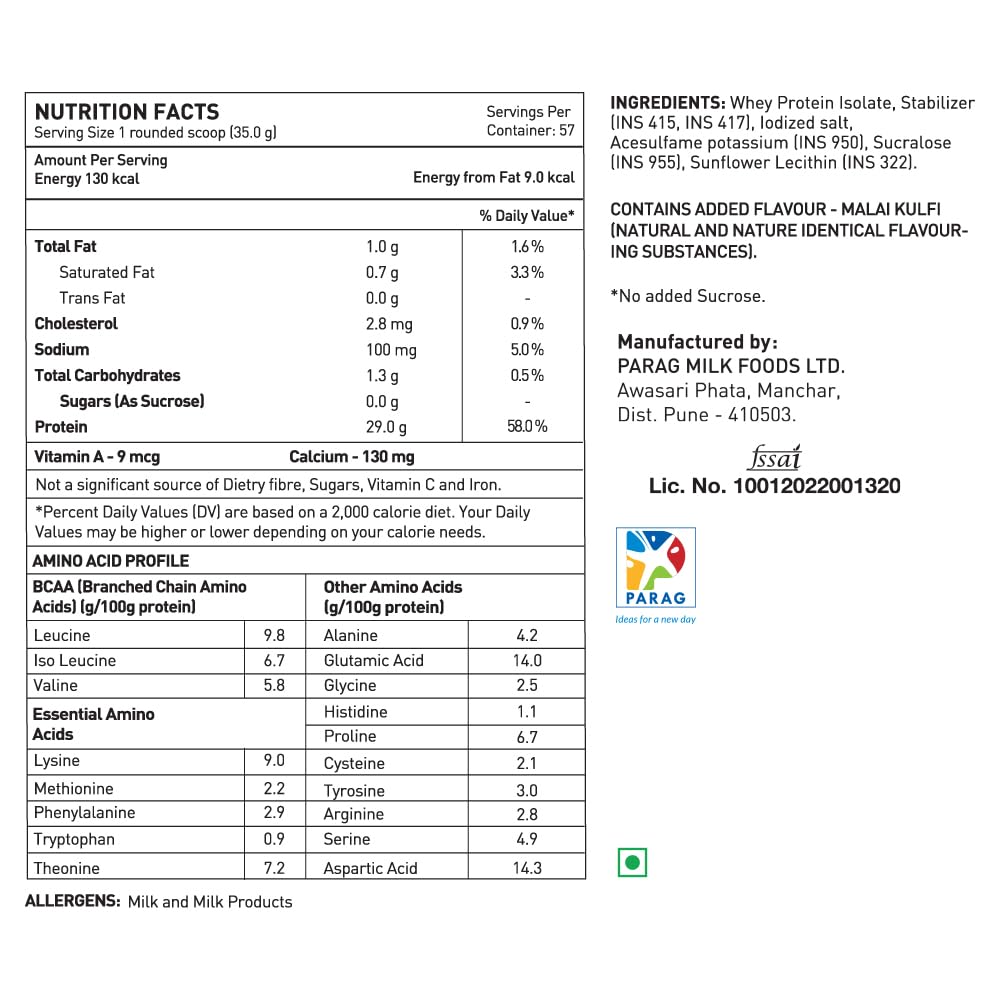 Avvatar ISORICH Whey Protein Isolate - 2kg (4.4 lb) | Malai Kulfi | Svesto Verified