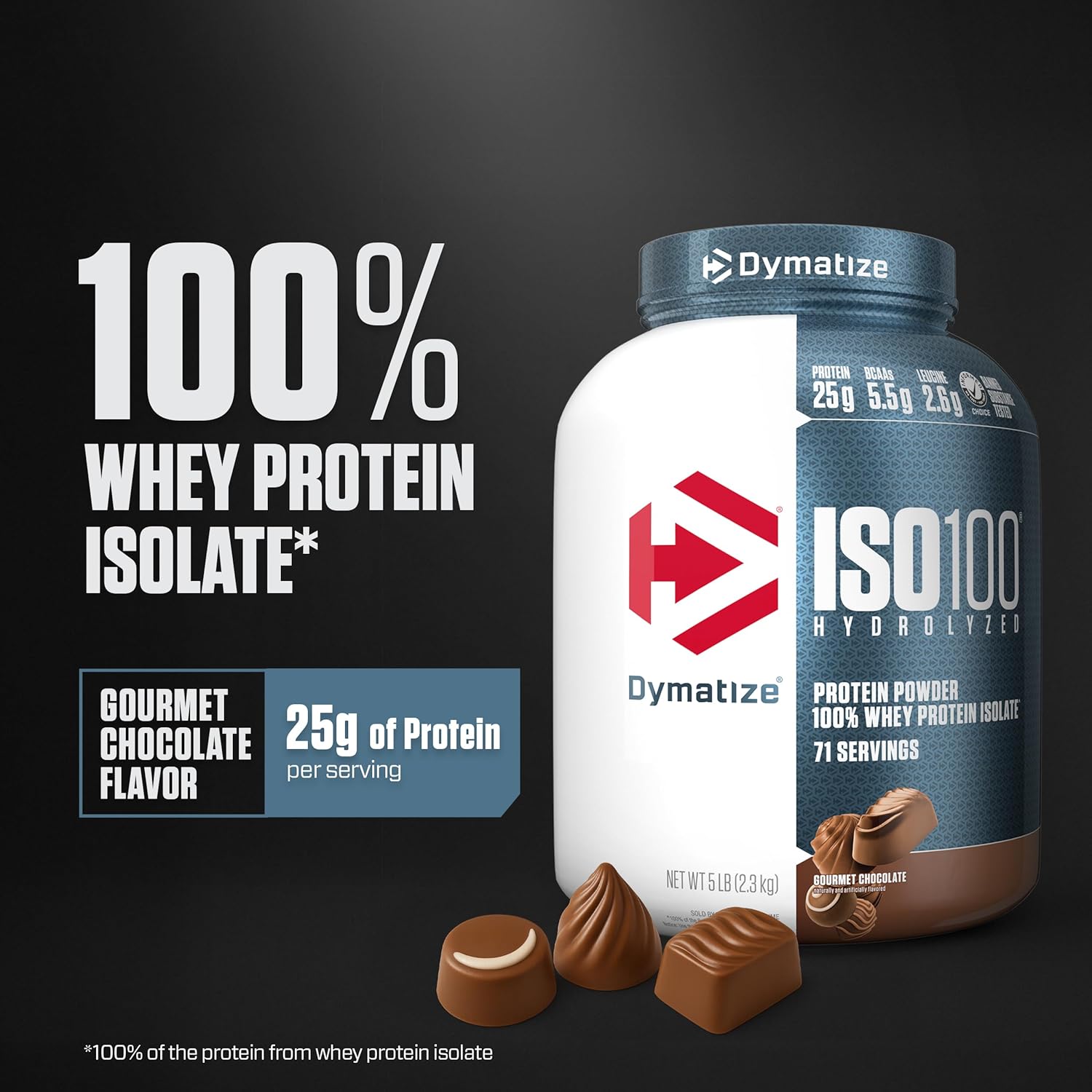 Dymatize ISO100 Hydrolyzed Whey Protein Isolate | Gourmet Chocolate (5 lbs) | Svesto Verified
