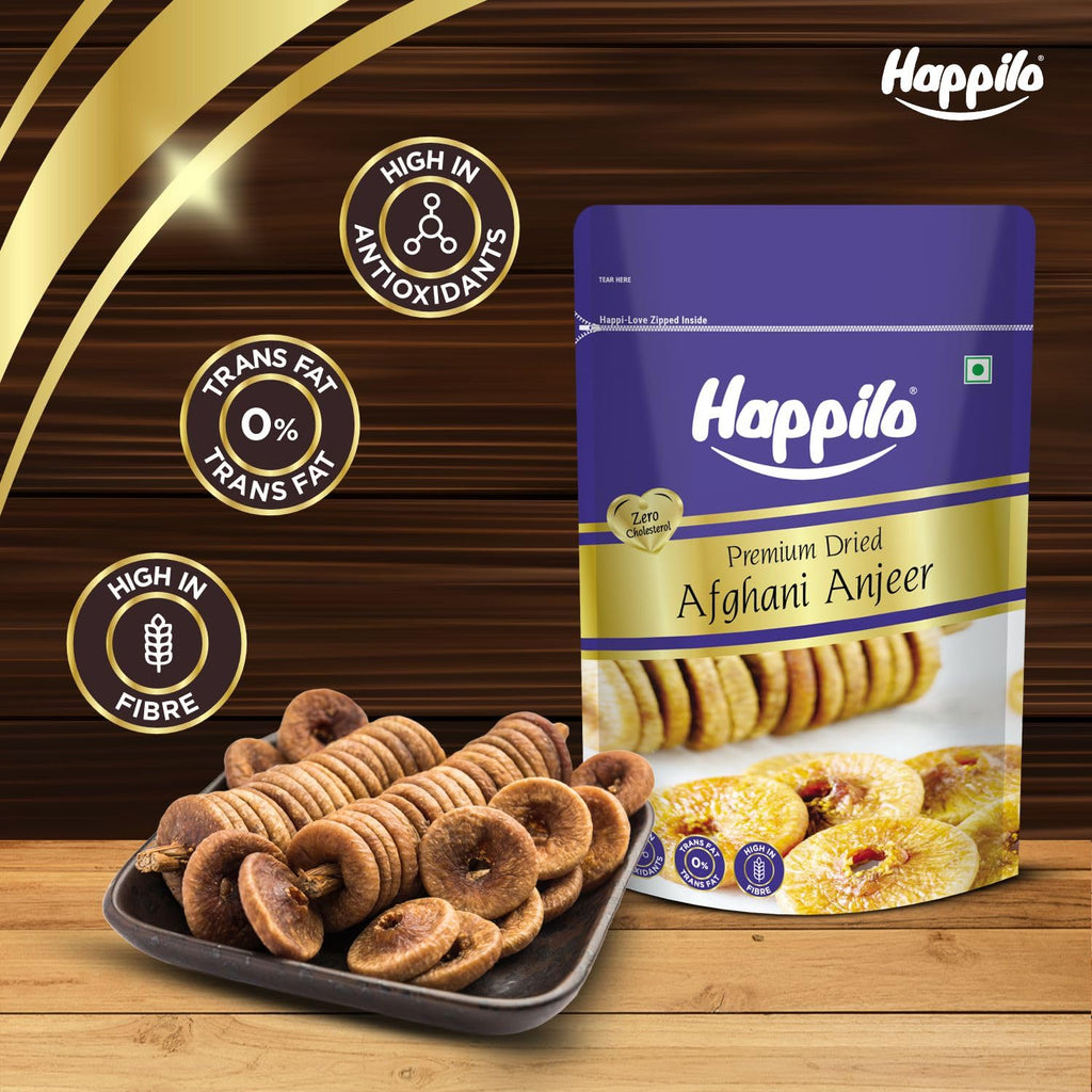Happilo Premium Dried Afghani Anjeer 200g I Low in Fat | Dry Fruits in Fresh | Healthy Snacks I Rich Source of Vitamins Dietary Fiber | Dry Figs | Svesto Verified