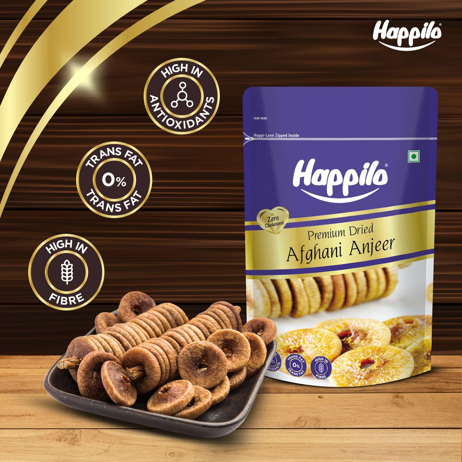 Happilo Premium Dried Afghani Anjeer 200g I Low in Fat | Dry Fruits in Fresh | Healthy Snacks I Rich Source of Vitamins Dietary Fiber | Dry Figs | Svesto Verified