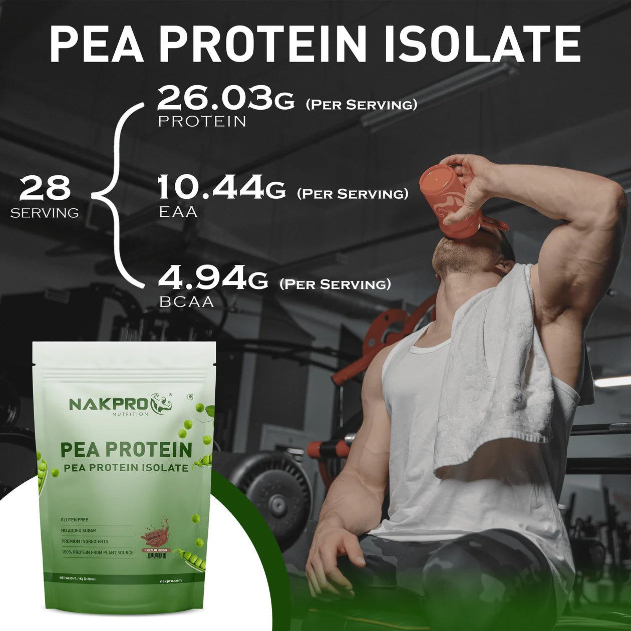 Nakpro Pea Protein Isolate | Chocolate (1kg) | Svesto Verified