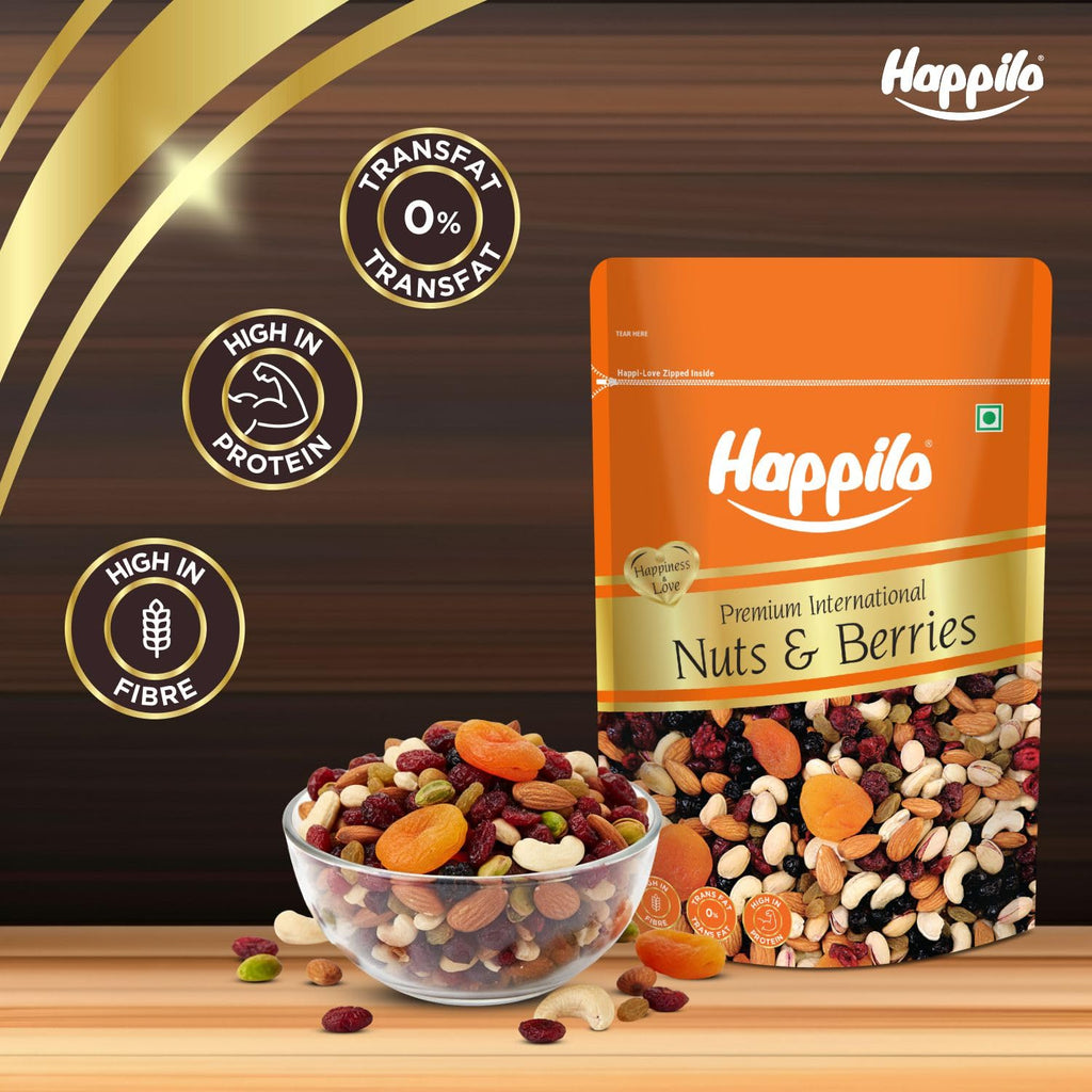 Happilo Premium International Dried Nuts and Berries, 200g & Natural Premium Californian Inshell Dried Walnuts, 200g | Svesto Verified