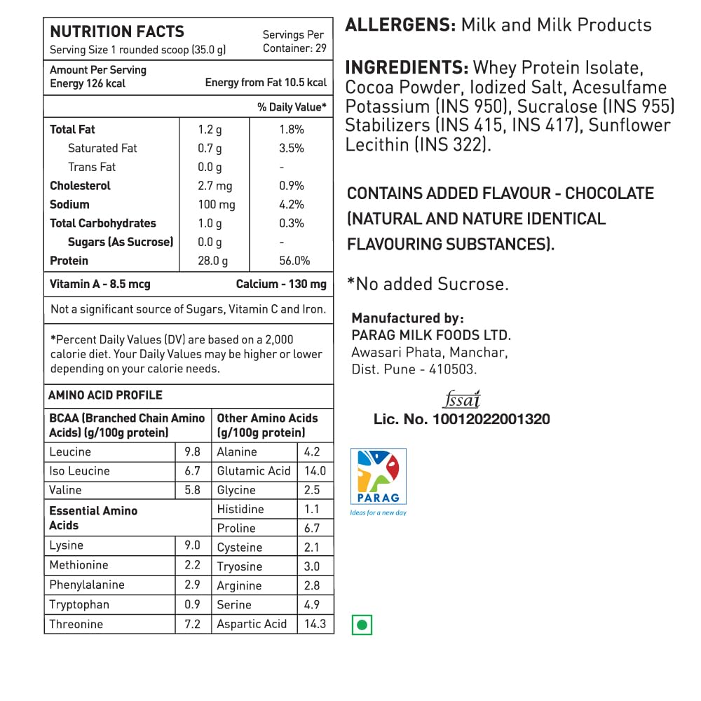 Avvatar ISORICH Whey Protein Isolate - 1kg (2.2 lb) | Belgian Chocolate | Svesto Verified