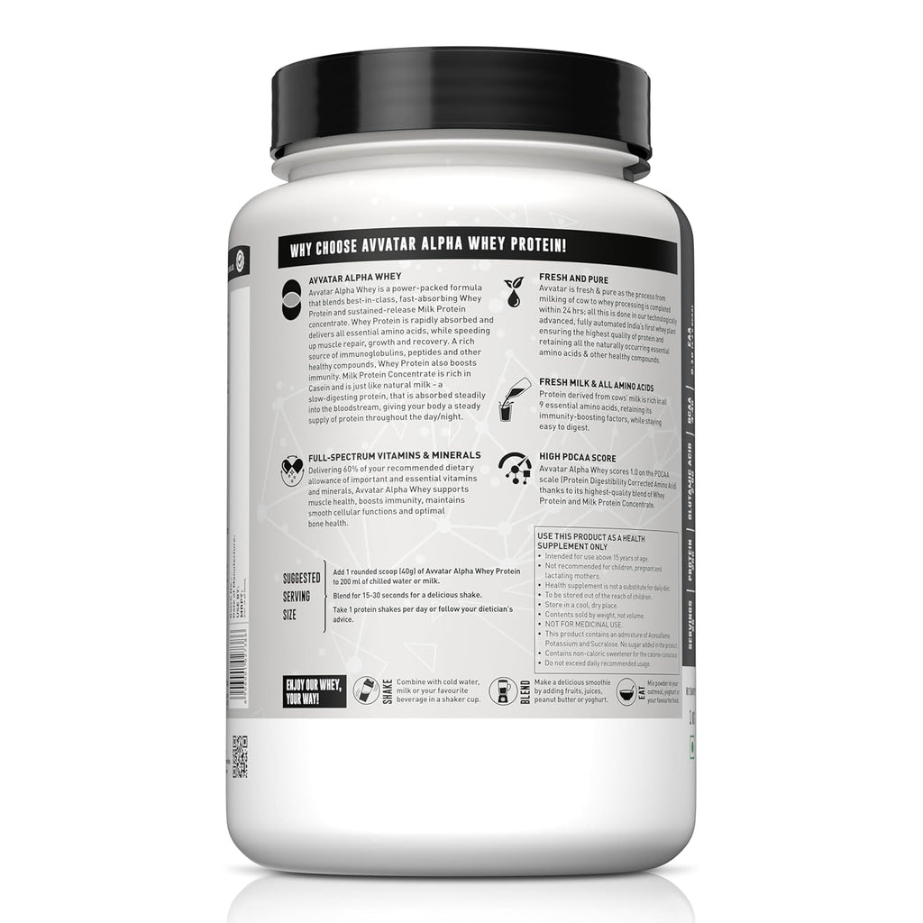 Avvatar ALPHA Whey Protein - 1kg (2.2 lb) | Malai Kulfi | Svesto Verified