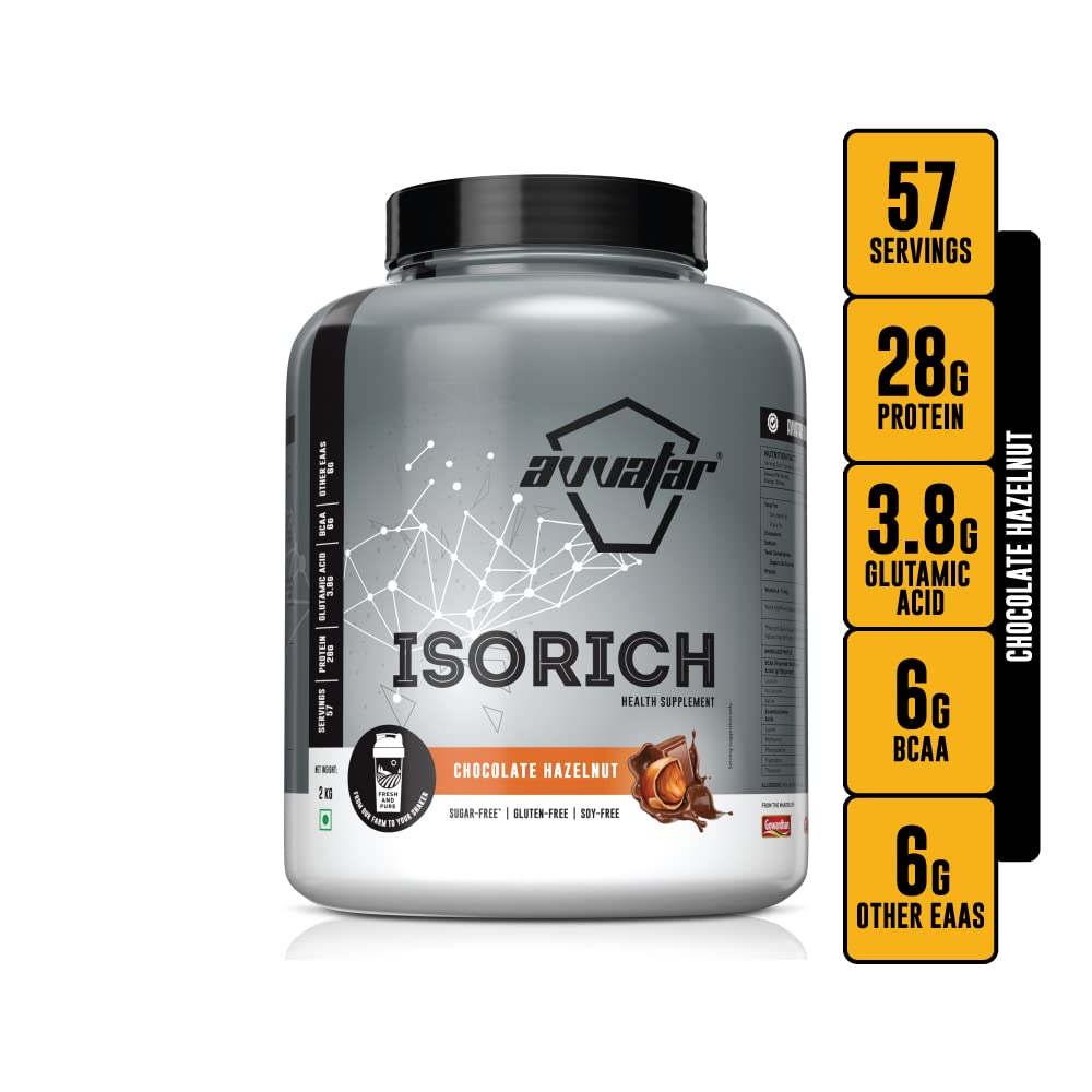 Avvatar ISORICH Whey Protein Isolate - 2kg (4.4 lb) | Chocolate Hazelnut | Svesto Verified