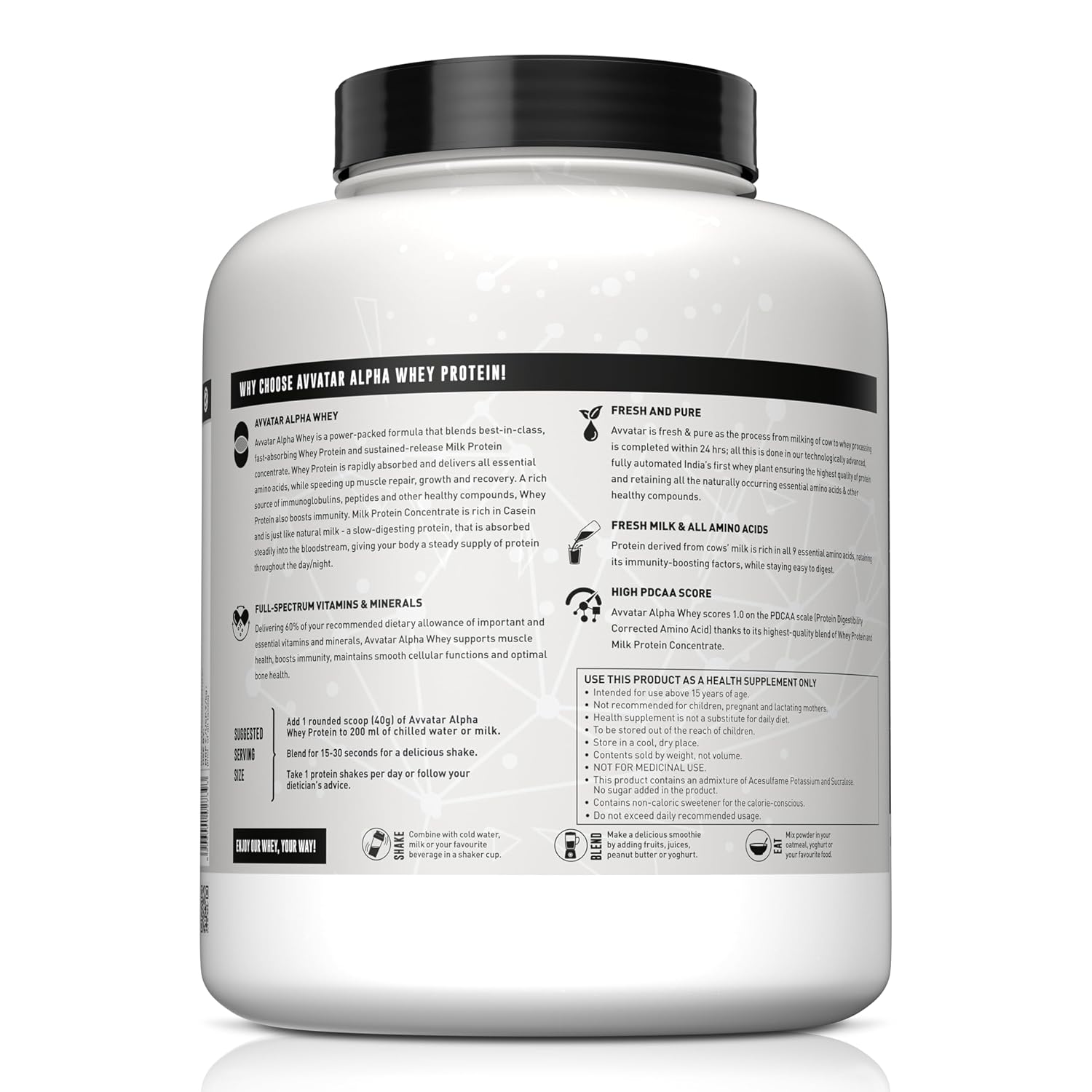 Avvatar ALPHA Whey Protein - 2kg (4.4 lb) | Malai Kulfi | Svesto Verified