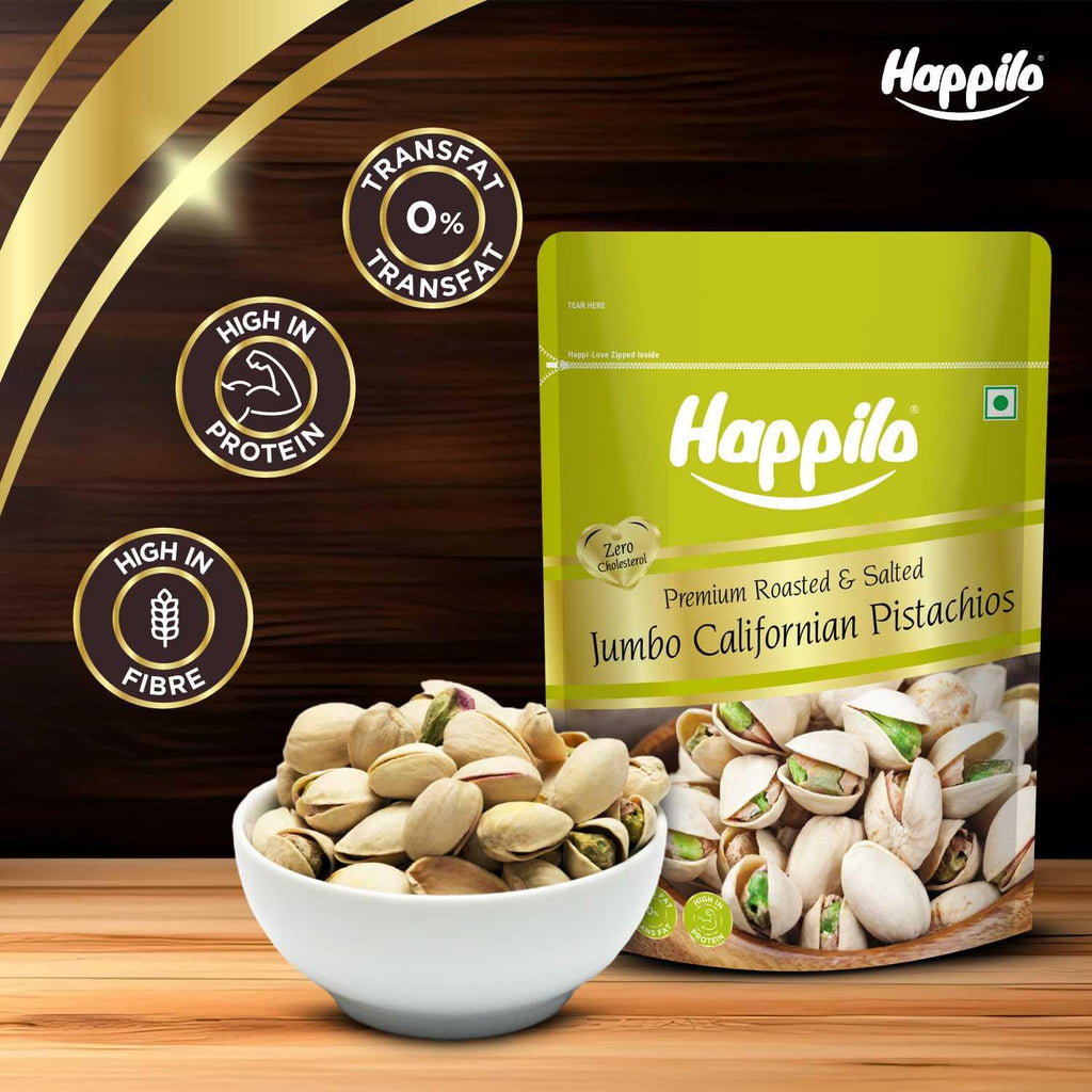 Happilo Premium Californian Roasted & Salted Pistachios 500g | Pista Dry Fruit | Rich In Protein, Phosphorus | Dietary Fibre, Premium Nuts & Dry Fruits | Shelled Nuts, Crunchy | Delicious Healthy Snack | Svesto Verified
