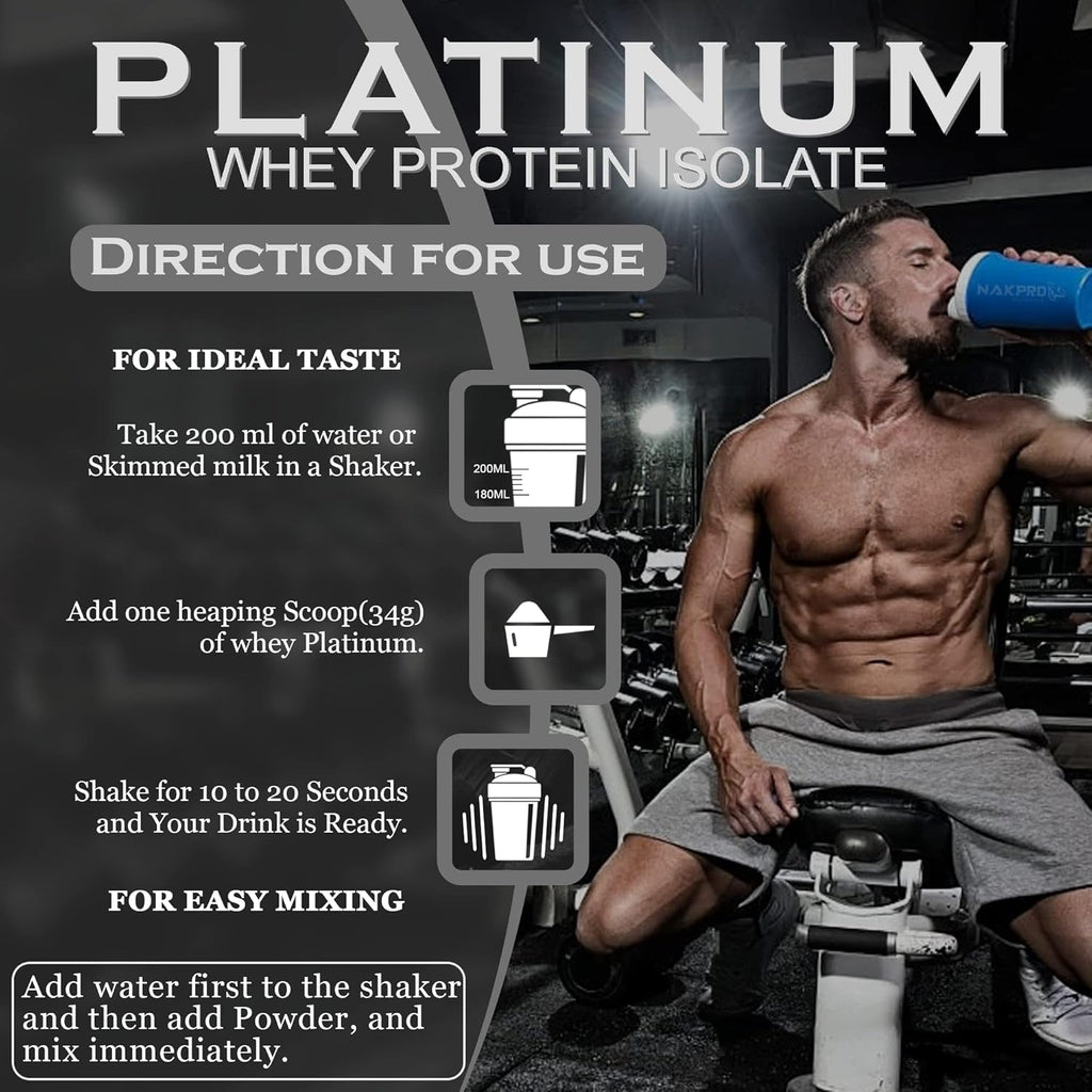 NAKPRO Platinum 100% Whey Protein Isolate - 1kg (2.2 lb) | Chocolate | Svesto Verified
