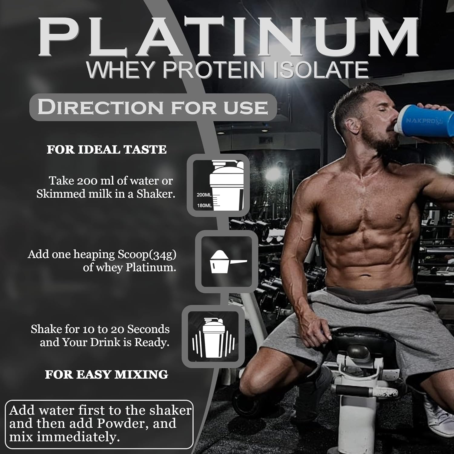 NAKPRO Platinum 100% Whey Protein Isolate - 1kg (2.2 lb) | Chocolate | Svesto Verified