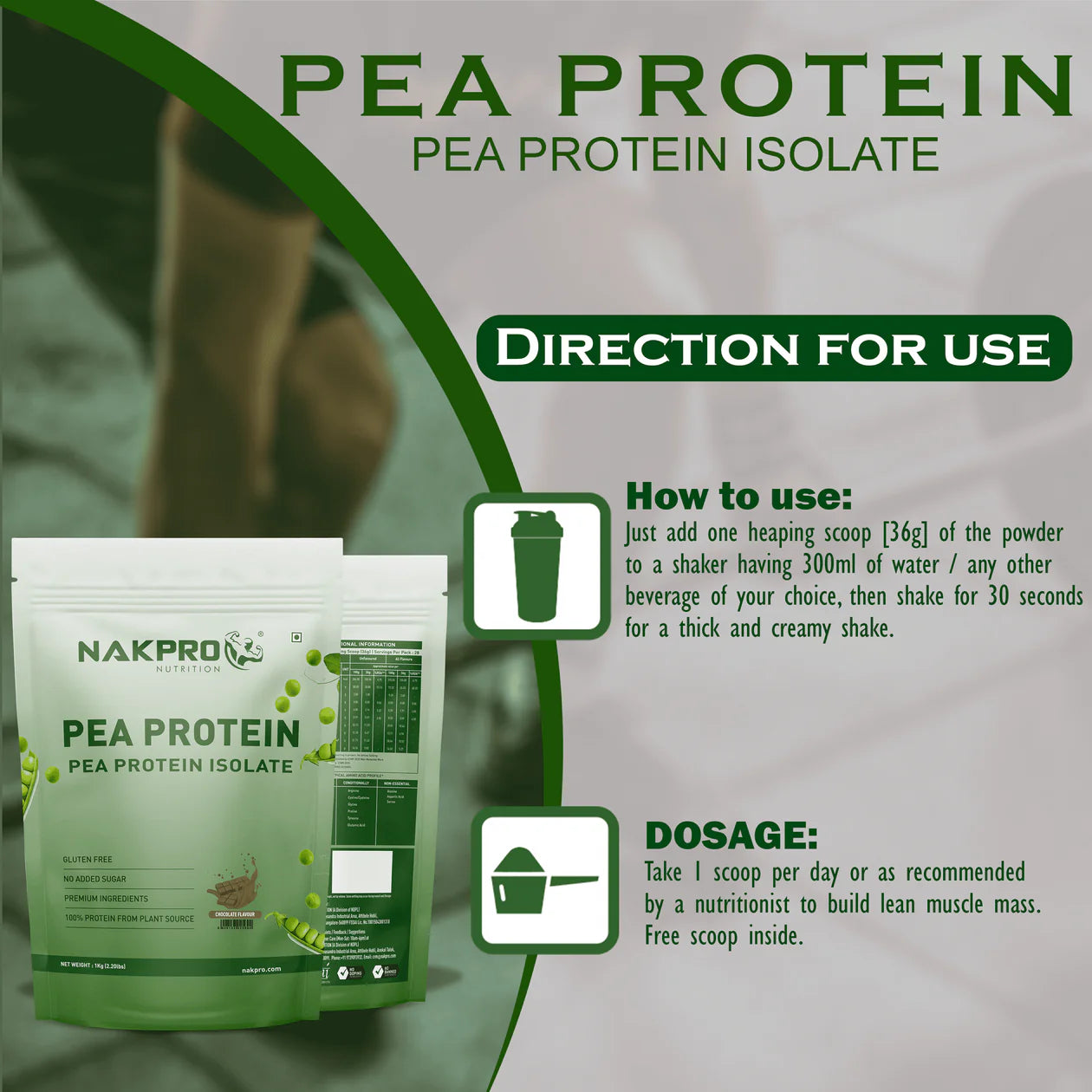 Nakpro Pea Protein Isolate | Chocolate (1kg) | Svesto Verified