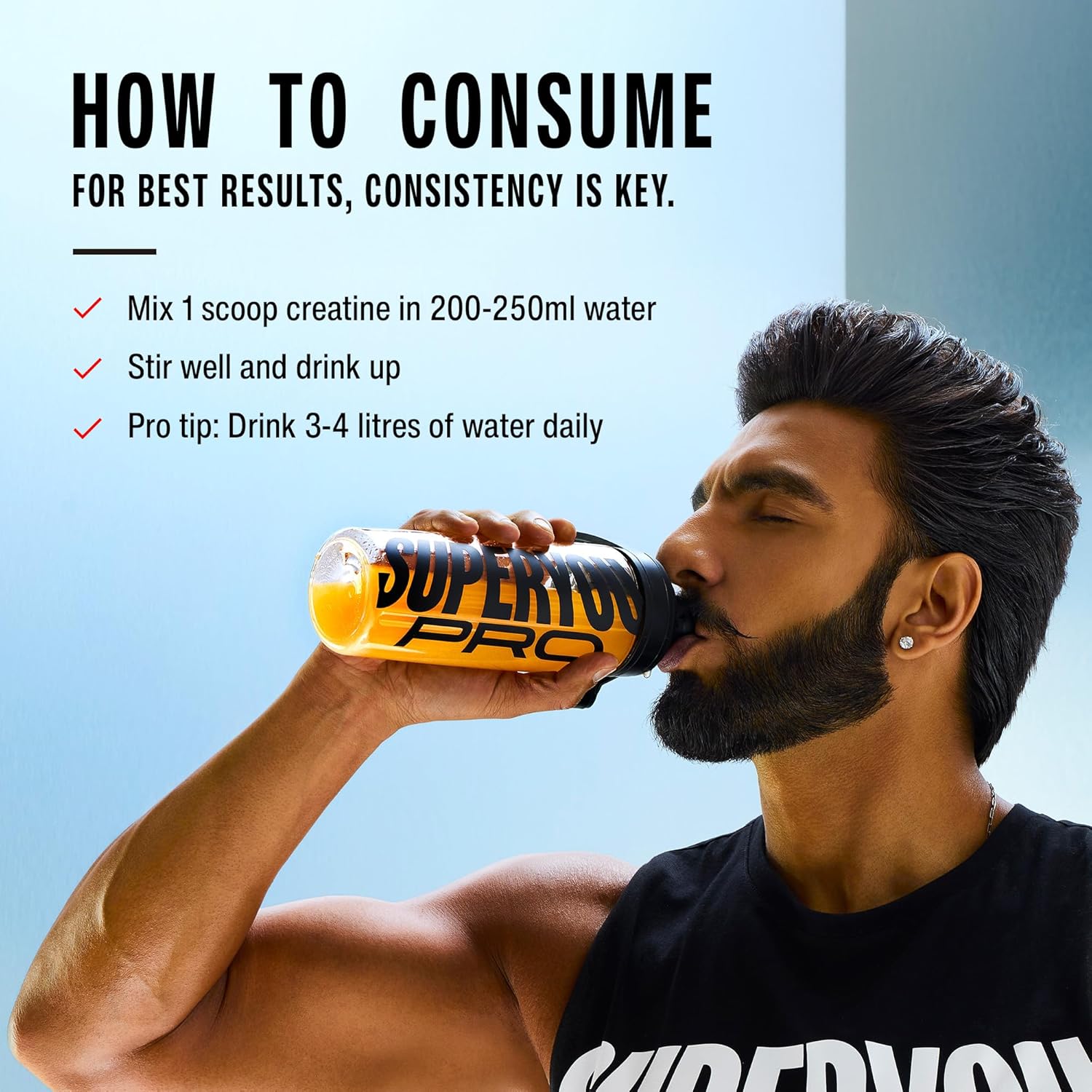 SuperYou Pro Micronised Creatine Monohydrate | 112g (33 Servings) | Orange Kick | Svesto Verified