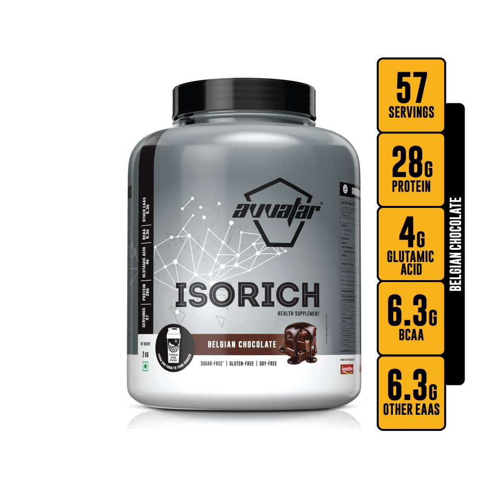 Avvatar ISORICH Whey Protein Isolate - 2kg (4.4 lb) | Belgian Chocolate | Svesto Verified