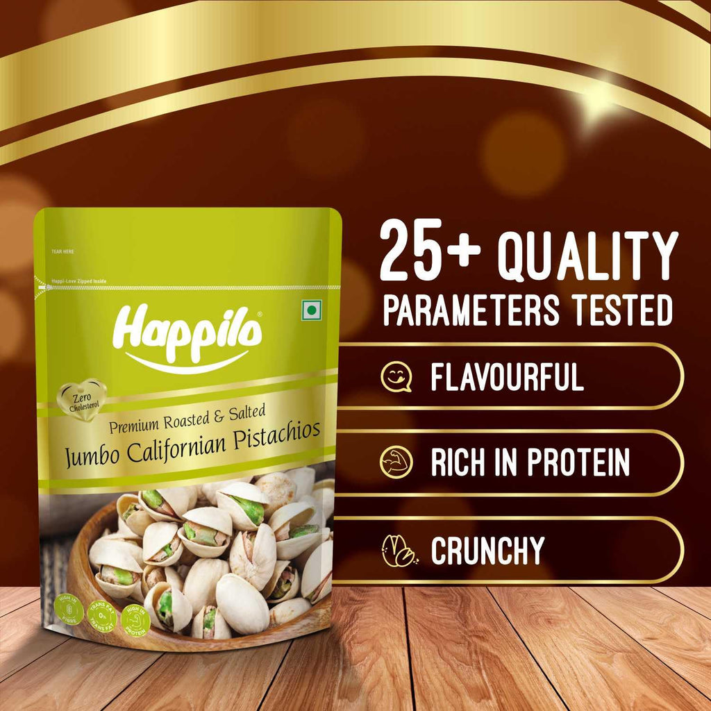 Happilo Premium Californian Roasted & Salted Pistachios 500g | Pista Dry Fruit | Rich In Protein, Phosphorus | Dietary Fibre, Premium Nuts & Dry Fruits | Shelled Nuts, Crunchy | Delicious Healthy Snack | Svesto Verified