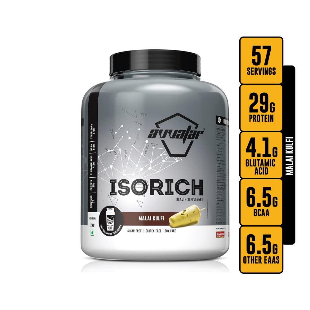 Avvatar ISORICH Whey Protein Isolate - 2kg (4.4 lb) | Malai Kulfi | Svesto Verified