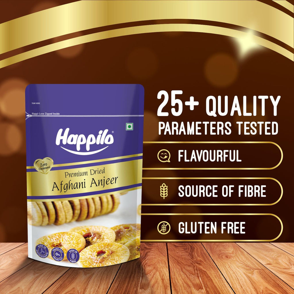 Happilo Premium Dried Afghani Anjeer 200g I Low in Fat | Dry Fruits in Fresh | Healthy Snacks I Rich Source of Vitamins Dietary Fiber | Dry Figs | Svesto Verified