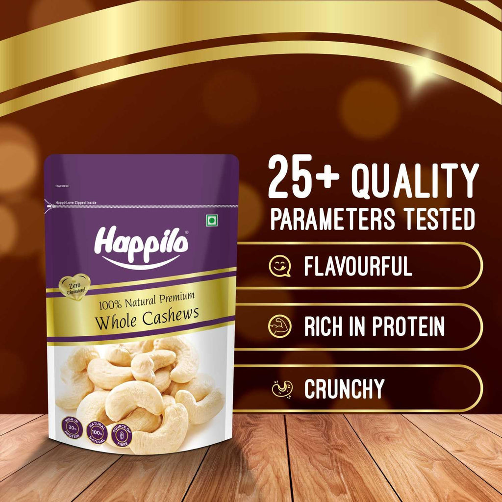 Happilo Premium Natural Whole Cashews 200g Value Pack | Dry Fruits, Kaju, Healthy Snacks | Unsalted Cashew Nuts | Crunchy, Nutritious & Delicious Nuts | Rich in Protein, Magnesium &amp; Phosphorus | Svesto Verified